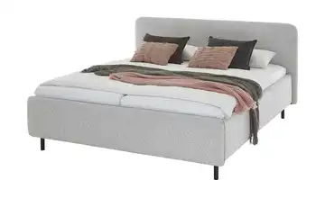 Polsterbett in meliertem Webstoff Hellgrau 160 cm Mit Bettkasten