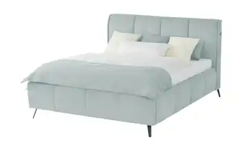 pop Polsterbett mit Bettkasten Pamela 160 cm H2 Hellblau Premium