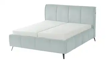 pop Polsterbett mit Bettkasten Pamela 160 cm H3 & H4 Hellblau Premium