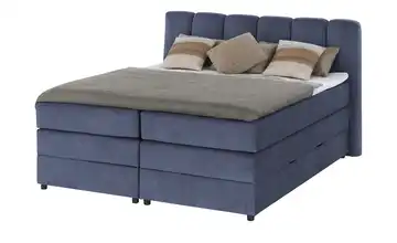 Boxspringbett mit Bettkasten Blau 140 cm H2 Kaltschaumkern