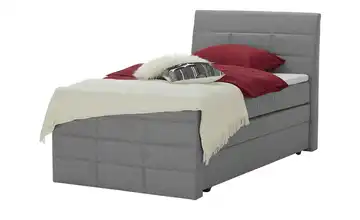 Boxspringbett mit Bettkasten und Topper Grau H2 140 cm