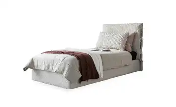 Miuform Polsterbett gemustert Beige 90x200 cm mit Bettkasten