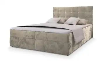 MASSENO Boxbett mit Bettkasten Boxbett 140x200 cm Dunkelbeige Teddy