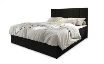 MASSENO Boxbett mit Bettkasten 140x200 cm Schwarz Velours