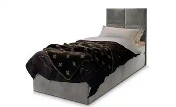 MASSENO Boxbett 100x200 cm Hellgrau Teddy