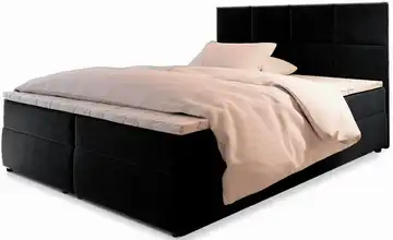 MASSENO Boxbett 160x200 cm Schwarz Teddy