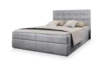 MASSENO Boxbett mit Bettkasten Boxbett 140x200 cm Hellgrau Velours