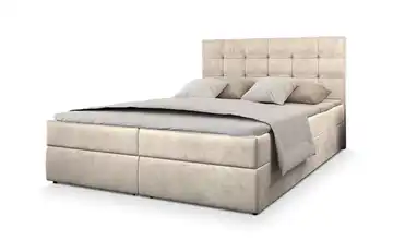 MASSENO Boxbett mit Bettkasten Boxbett 140x200 cm Hellbeige Velours