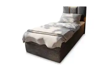 MASSENO Boxbett mit Bettkasten 80x200 cm Grau Flachgewebe fein