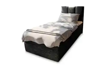 MASSENO Boxbett mit Bettkasten 80x200 cm Schwarz Flachgewebe fein