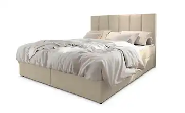 MASSENO Boxbett mit Bettkasten 160x200 cm Beige Velours