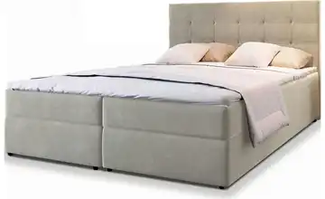MASSENO Boxbett mit Bettkasten Boxbett 140x200 cm Beige Velours