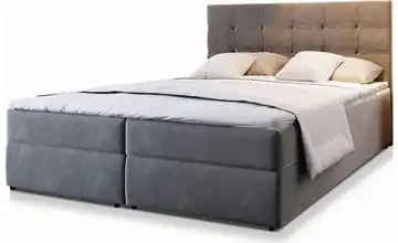 MASSENO Boxbett mit Bettkasten Boxbett 140x200 cm Grau Velours