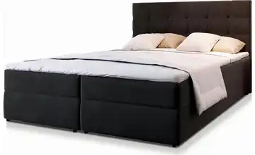 MASSENO Boxbett mit Bettkasten Boxbett 140x200 cm Schwarz Velours