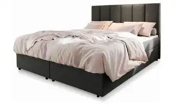 MASSENO Boxbett mit Bettkasten 140x200 cm Dunkelgrau Flachgewebe fein