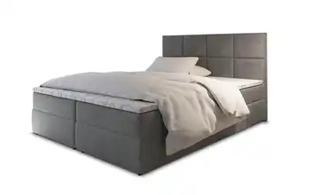 MASSENO Boxbett 180x200 cm Hellgrau Velours