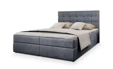 MASSENO Boxbett mit Bettkasten Boxbett 140x200 cm Steingrau Velours