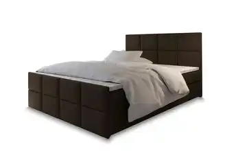 MASSENO Boxbett mit Bettkasten Braun 140x200 cm Flachgewebe fein