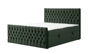 Boxbett mit Bettkasten und Fußteil 7 cm Dunkelgrün 180 cm