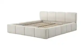 Polsterbett in cremefarbenem Bouclé