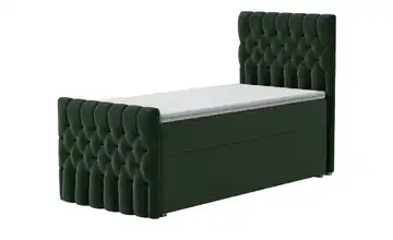 Boxbett mit Bettkasten und Fußteil 4 cm Dunkelgrün 100 cm