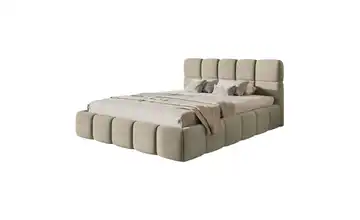 Polsterbett mit Bettkasten 140x200 cm Taupe Velours