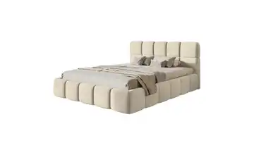 Polsterbett mit Bettkasten 140x200 cm Hellbeige Velours