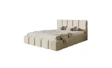 Polsterbett mit Bettkasten 140x200 cm Hellbeige Chenille