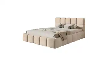 Polsterbett mit Bettkasten 140x200 cm Beige Velours