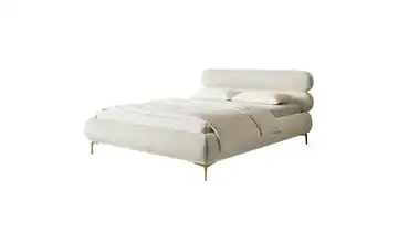 Polsterbett in Chenille mit Bettkasten 140x200 cm Taupe Goldfarben