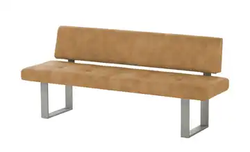 Wohnwert Einzelbank Mia 200 cm Hellbraun edelstahlfarben