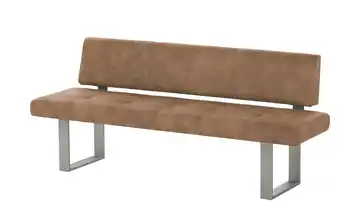 Wohnwert Einzelbank Mia 240 cm Cognacbraun edelstahlfarben