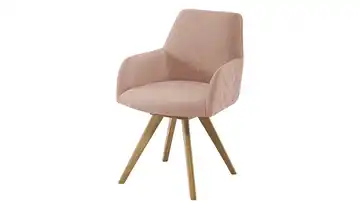 Woodford Esszimmerstuhl Delhi Armlehne, Drehfunktion Webstoff V-Steppung außen Wildeiche Rosé