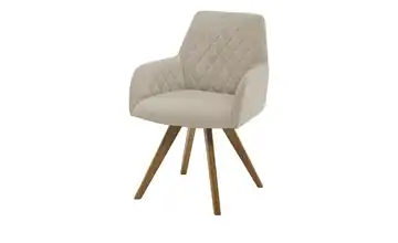 Woodford Esszimmerstuhl Bristol 1 Beige Webstoff Steppung innen Wildeiche Armlehne