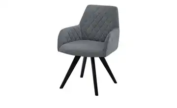Woodford Esszimmerstuhl Bristol 1 Grau Webstoff Steppung innen Schwarz Armlehne
