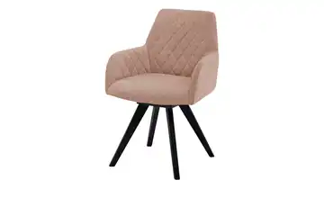 Woodford Esszimmerstuhl Bristol 1 Rosé Webstoff Steppung innen Schwarz Armlehne, Drehfunktion