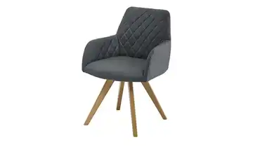 Woodford Esszimmerstuhl Bristol 1 Grau Mikrofaser Steppung innen Wildeiche Armlehne