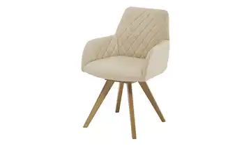 Woodford Esszimmerstuhl Bristol 1 Cappuccino Mikrofaser Steppung innen Wildeiche Armlehne, Drehfunktion