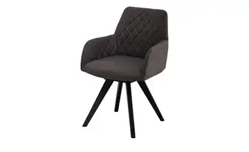 Woodford Esszimmerstuhl Bristol 1 Dunkelbraun Mikrofaser Steppung innen Schwarz Armlehne, Drehfunktion
