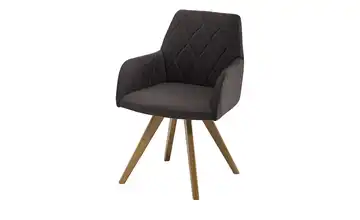 Woodford Esszimmerstuhl Damask Dunkelbraun Mikrofaser Steppung innen Wildeiche Armlehne