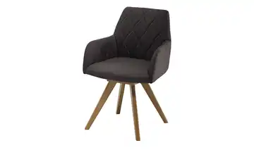 Woodford Esszimmerstuhl Damask Dunkelbraun Mikrofaser Steppung innen Wildeiche Armlehne, Drehfunktion