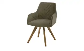 Woodford Esszimmerstuhl Delhi Olivgrün Webstoff Steppung innen Wildeiche Armlehne