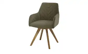 Woodford Esszimmerstuhl Delhi Olivgrün Webstoff Steppung innen Wildeiche Armlehne, Drehfunktion