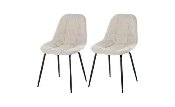 Esszimmerstuhl 2er-Set Creme, Schwarz