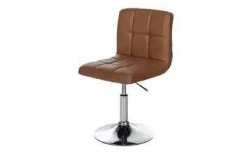 Drehstuhl Kunstleder Hellbraun, verchromt