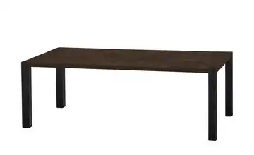 Primo Esstisch Sandwich Mango (Nachbildung), Dunkelbraun 4-Fußgestell (seitl.montiert) Metall 220 cm