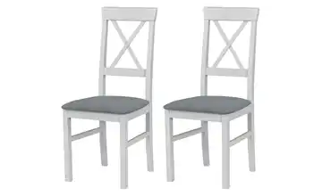 Esszimmerstuhl 2er-Set Weiß, Mausgrau
