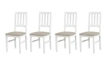 Esszimmerstuhl 4er-Set Weiß, Hellbeige