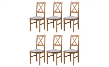 Esszimmerstuhl 6er-Set Hellbraun, Elefantengrau