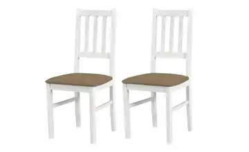 Esszimmerstuhl 2er-Set Weiß, Hellbraun